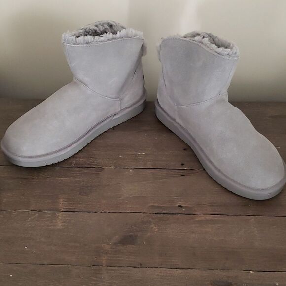 Ugg Koolaburra Star Mini Lined Sheepskin Ankle Boots Gray Kids Youth Size 4 NEW - Picture 3 of 9